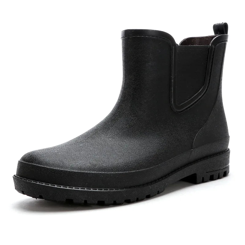 Stylish Waterproof Short Men's Rain Boots - Comfortable Rubber Shoes for Fishing and Work - New Safety Footwear for Every Adventure