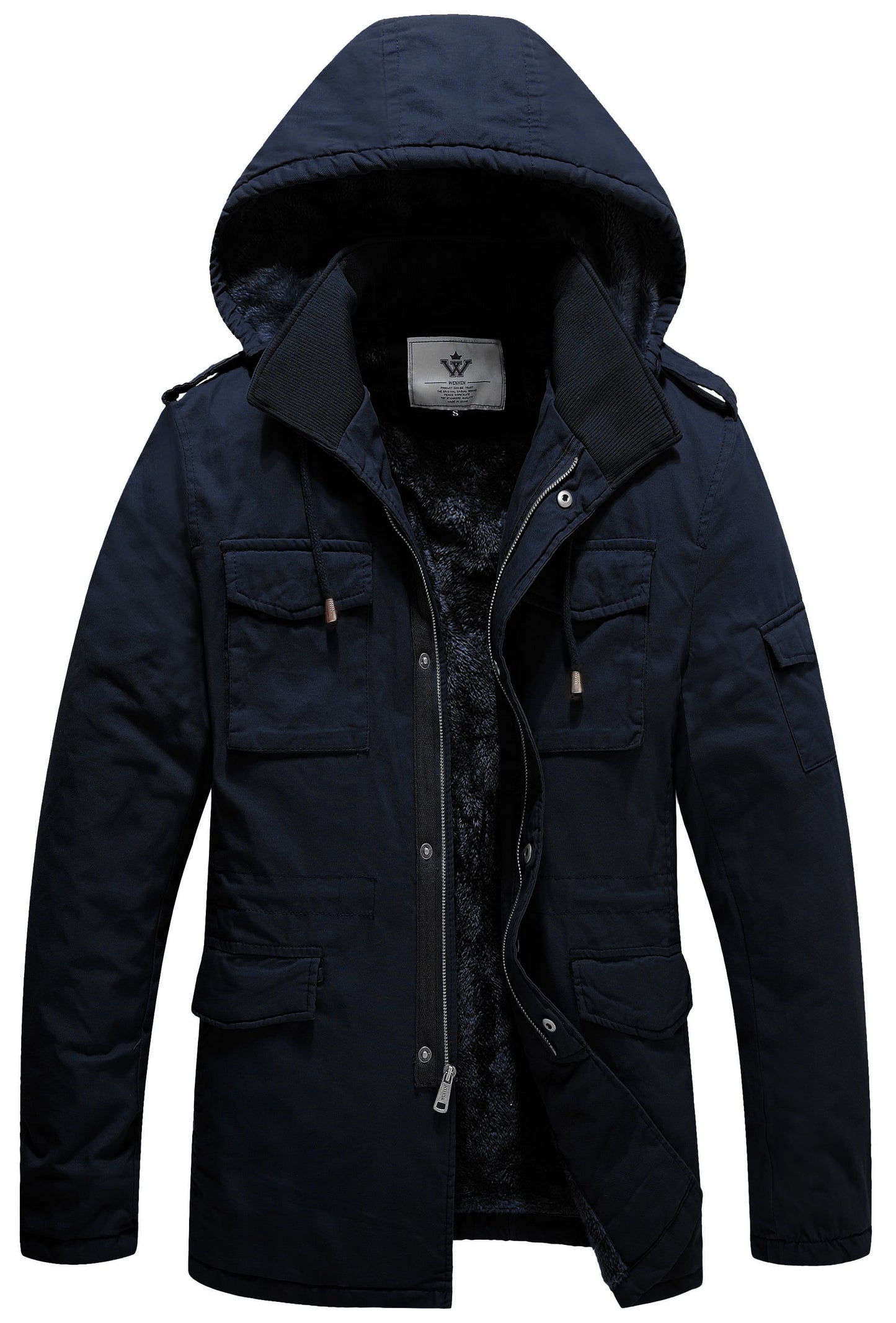 Stay Warm This Winter with the Men's Big and Tall Hooded Parka Puffer Jacket in Navy - 3XL