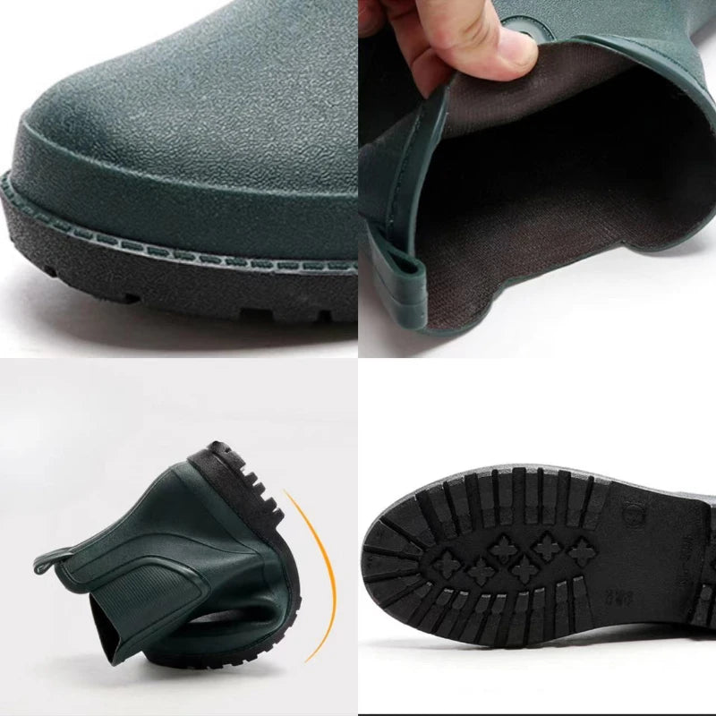 Stylish Waterproof Short Men's Rain Boots - Comfortable Rubber Shoes for Fishing and Work - New Safety Footwear for Every Adventure